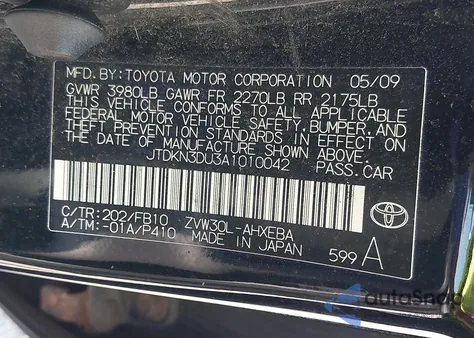 2010 Toyota Prius Ii z USA, uszkodzony, nr VIN JTDKN3DU3A1010042